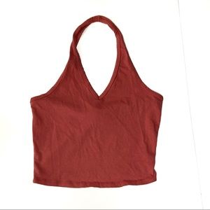 Mauve/Burnt Orange Halter Crop Top